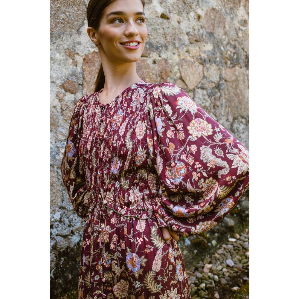 Sonmer Magnolia Burgundy Dress